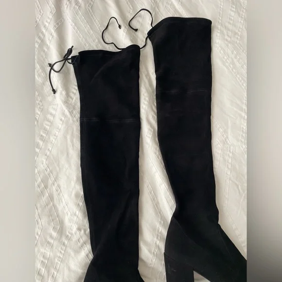 Stuart Weitzman Tieland Over The Knee OTK Boot - Black Suede - 8.5 US - Picture 4 of 16